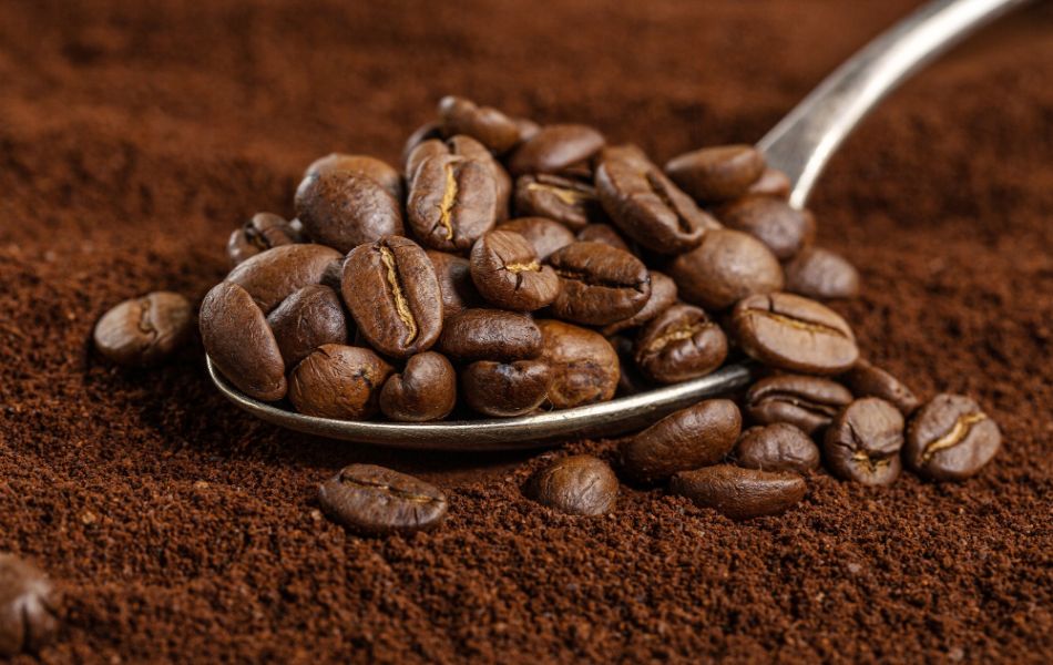 Ground coffee beans