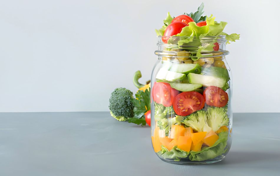 Mason jar salads are a fantastic solution for portable meals.
